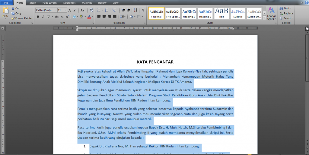 Kata Pengantar Skripsi