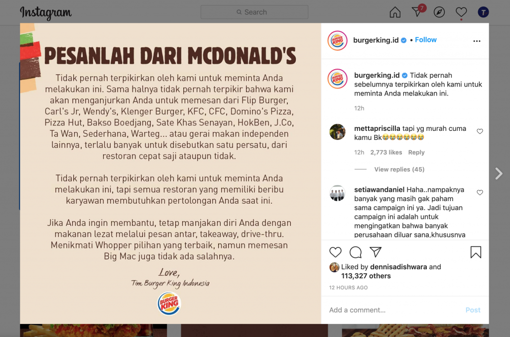 Viral! Restoran cepat saji Burger King Ajak Masyarakat Beli McDonald’s