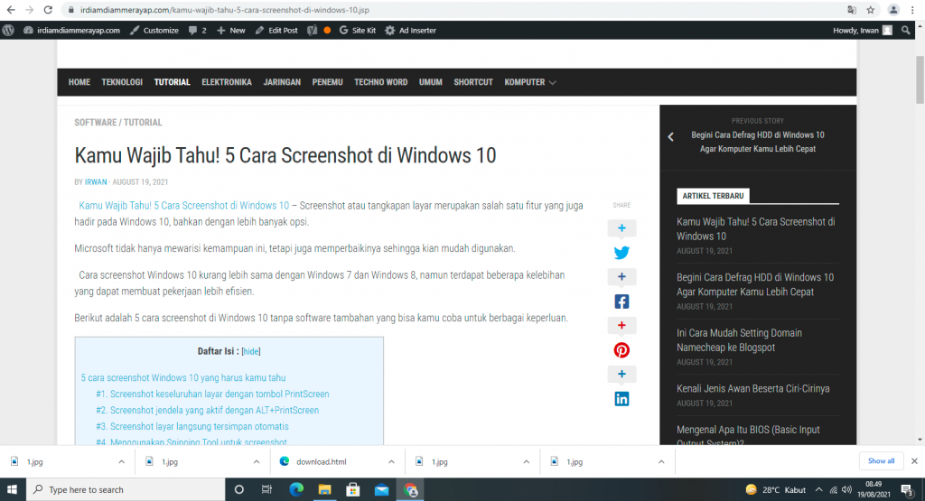 5 Cara Screenshot di Windows 10 Tanpa Software Tambahan 5